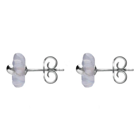 Sterling Silver Blue Chalcedony Tuberose Gypsophila Stud Earrings, E2157. side