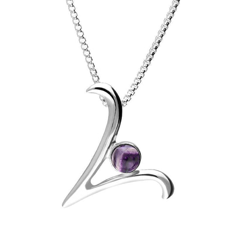 Sterling Silver Blue John Love Letters Initial V Necklace P3469C