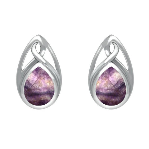 Sterling Silver Blue John Pear Shaped Celtic Stud Earrings E973
