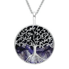 Sterling Silver Blue John Round Tree Of Life Necklace, P3146