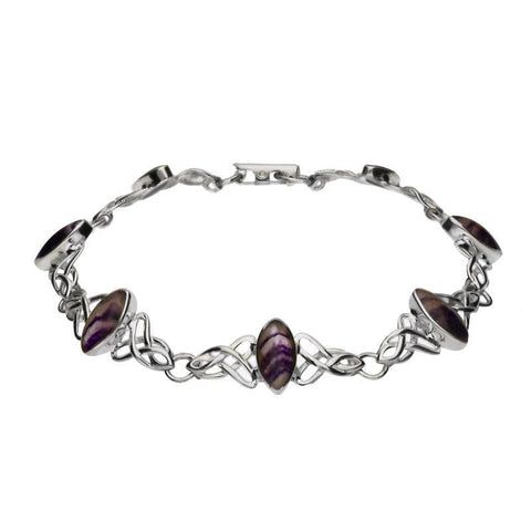 Sterling Silver Blue John Seven Marquise Stone Celtic Bracelet B594