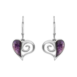 Sterling Silver Blue John Swirl Heart Drop Earrings E1872