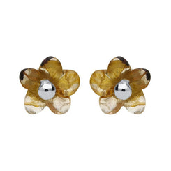 Sterling Silver Blue John Tuberose Pansy Small Stud Earrings, E2409.