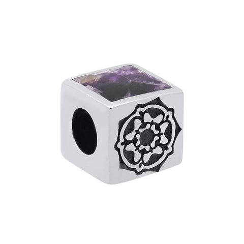 Sterling Silver Blue John Two Stone Rose Cube Charm G508