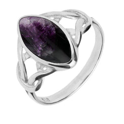 Sterling Silver Blue John Marquise Celtic Ring. R463.
