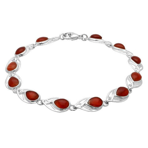 Sterling Silver Carnelian Celtic Pear Shaped Bracelet B599