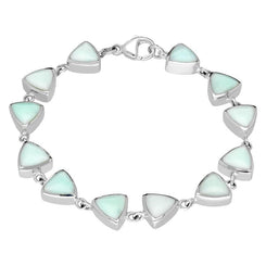 Sterling Silver Chrysoprase Curved Triangle Bracelet B244