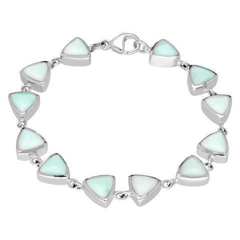 Sterling Silver Chrysoprase Curved Triangle Bracelet B244