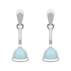 Sterling Silver Chrysoprase Curved Triangle Drop Earrings E032
