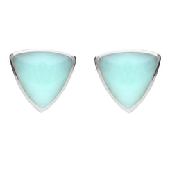 Sterling Silver Chrysoprase Large Curved Triangle Stud Earrings E209
