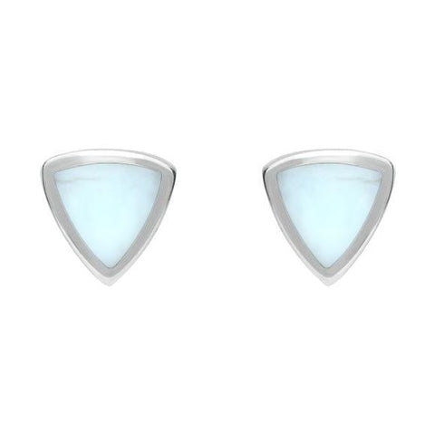 Sterling Silver Chrysoprase Small Curved Triangle Stud Earrings E061