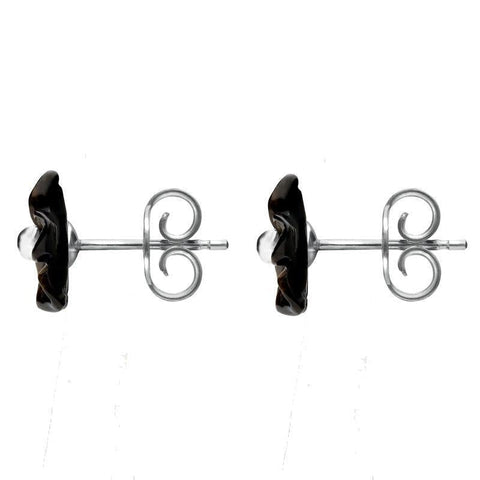 Sterling Silver Dark Mother of Pearl Tuberose Desert Rose Stud Earrings, E2154.