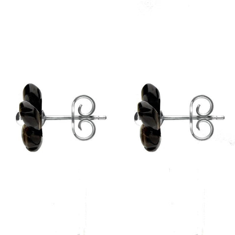 Sterling Silver Dark Mother of Pearl Tuberose Gypsophila Stud Earrings, E2156.