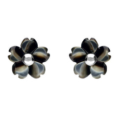Sterling Silver Dark Mother of Pearl Tuberose Gypsophila Stud Earrings, E2157.