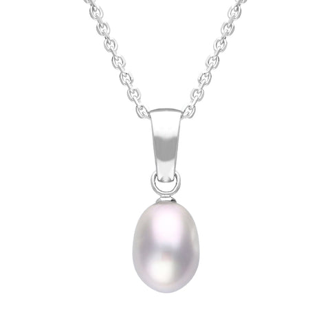 Sterling Silver Grey Pearl Drop Necklace P1823C
