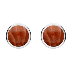 Sterling Silver Jasper Round Stud Earrings E099
