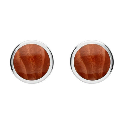 Sterling Silver Jasper Round Stud Earrings E099