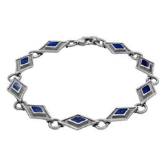 Sterling Silver Lapis Lazuli Eight Stone Kite Framed Bracelet B228