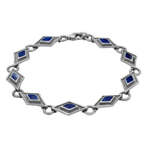 Sterling Silver Lapis Lazuli Eight Stone Kite Framed Bracelet B228