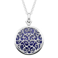 Sterling Silver Lapis Lazuli Flore Filigree Necklace P2339C