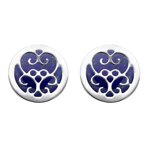Sterling Silver Lapis Lazuli Flore Filigree Stud Earrings E1782