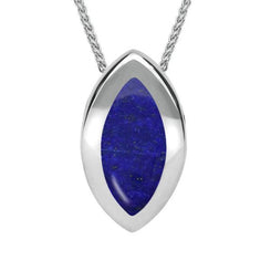 Sterling Silver Lapis Lazuli Framed Marquise Necklace. P861.