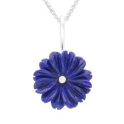 Sterling Silver Lapis Lazuli Tuberose Daisy Necklace, P2855.