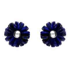 Sterling Silver Lapis Lazuli Tuberose Daisy Stud Earrings, E2160.