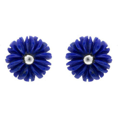 Sterling Silver Lapis Lazuli Tuberose Daisy Stud Earrings, E2161.