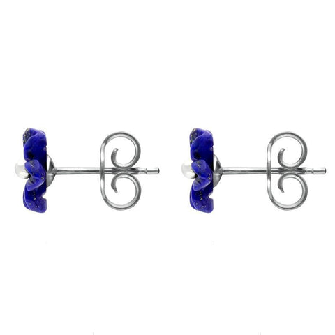 Sterling Silver Lapis Lazuli Tuberose Desert Rose Stud Earrings, E2154.