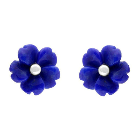 Sterling Silver Lapis Lazuli Tuberose Gypsophila Stud Earrings, E2156.