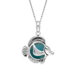 Sterling Silver Larimar Single Stone Angel Fish Necklace P2585