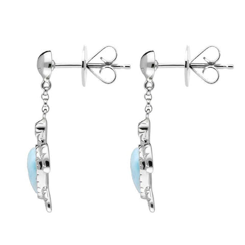 Sterling Silver Larimar Turtle Drop Earrings E1934