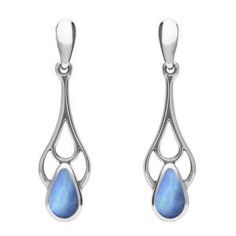 Sterling Silver Moonstone Pear Spoon Earrings, E139.