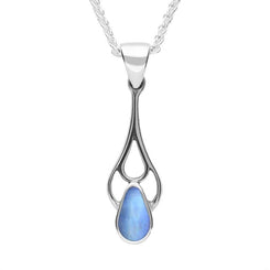 Sterling Silver Moonstone Pear Spoon Necklace, P162.