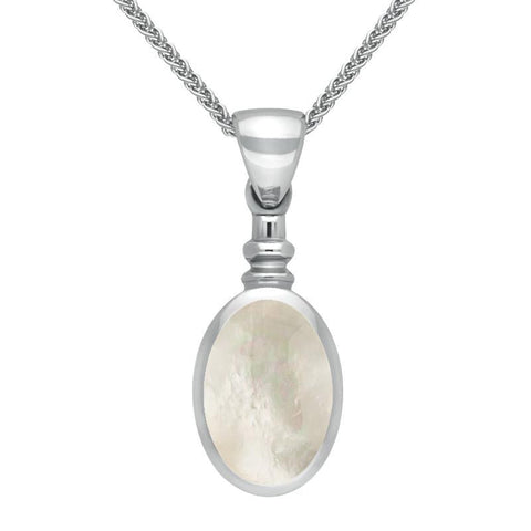 Sterling Silver Mother Of Pearl Bottletop Necklace P008