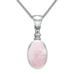 Sterling Silver Pink Mother Of Pearl Bottletop Necklace P008