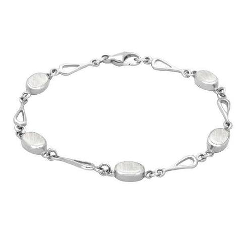 Sterling Silver Mother of Pearl Oval Spoon Bracelet. B231.