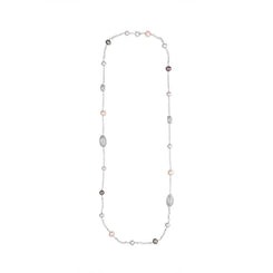 Sterling Silver Multi-coloured Pearl Beaded Necklace, N866.