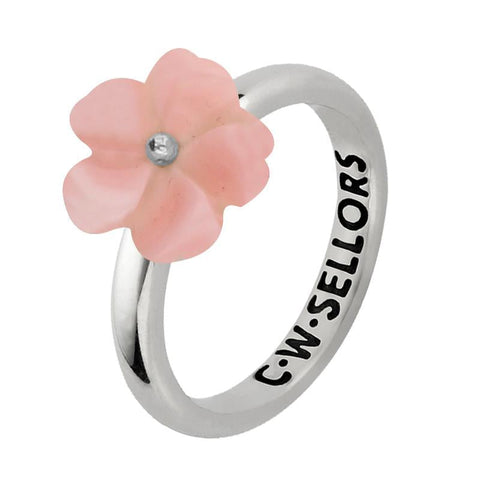 Sterling Silver Pink Conch Tuberose Gypsophila Ring, R998.