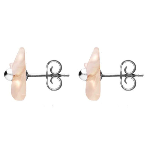 Sterling Silver Pink Mother of Pearl Clover Tuberose Stud Earrings, E2159