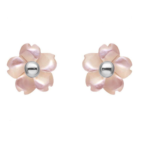 Sterling Silver Pink Mother of Pearl Small Gypsophila Tuberose Stud Earrings, E2157