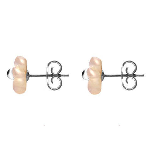 Sterling Silver Pink Mother of Pearl Small Gypsophila Tuberose Stud Earrings, E2157