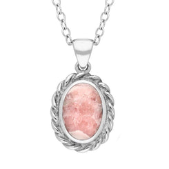 Sterling Silver Rhodochrosite Heavy Rope Necklace P446