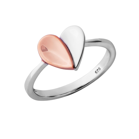 Sterling Silver Rose Gold Vermeil Split Heart Ring R927