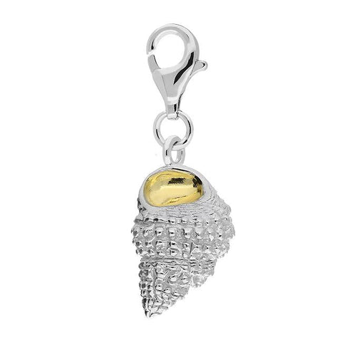 Sterling Silver Yellow Gold Large Ridged Conch Shell Charm G801