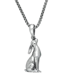 Sterling Silver Small Sitting Hare Necklace. P2520C
