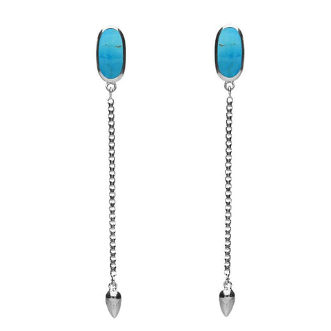 Sterling Silver Turquoise Lineaire Long Drop Stud Earrings E2240
