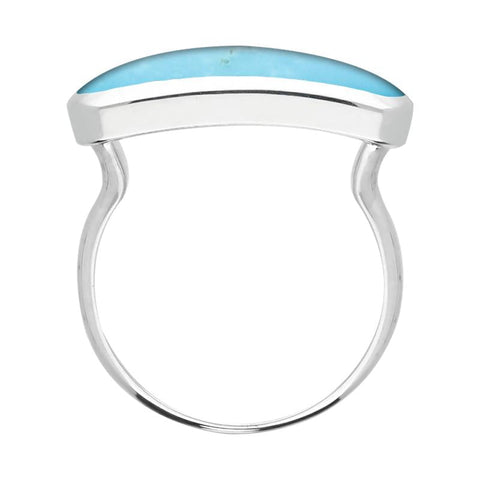 Sterling Silver Turquoise Lineaire Petite Oval Ring. R1006.
