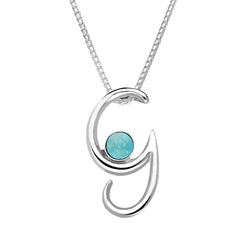 Sterling Silver Turquoise Love Letters Initial G Necklace P3454C
